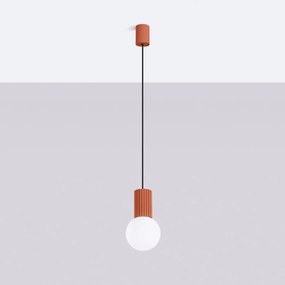 Lampa wisząca HALO 1 ochra czerwona ryflowana SOLLUX  LIGHTING