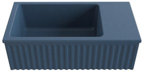 Umywalka betonowa ryflowana nablatowa / wisząca prostokątna 60 x 30 cm WELLE | różne kolory : Kolor - Niebieski denim, Typ montażu - podwieszana