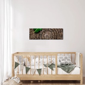 Obraz liścia na pniu drzewa (z zegarem) (90x30 cm)