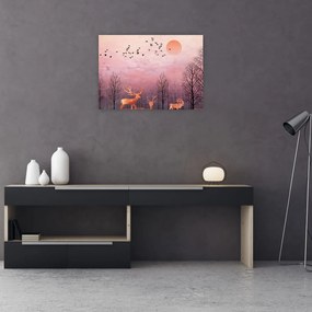Zdjęcie - Jeleń w blasku zachodzącego słońca (70x50 cm)