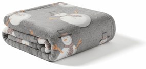 Świecący świąteczny mikropluszowy koc SNOW BUDDY, szary Rozmiar: 150 x 200 cm