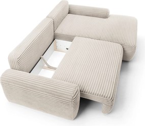 Masseno Narożnik OSSO z funkcją spania i pojemnikiem na pościel Narozniki L, Rozkładana sofa - Kremowy, AMBIENCE 02