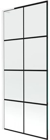 Mexen Next L parawan nawannowy 1-skrzydłowy 80 x 150 cm, czarna kratka, biały - 895-080-000-03-77-20