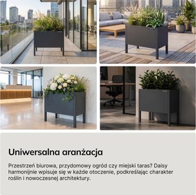 Metalowa donica ogrodowa - osłona Daisy mała, 40 × 25 × 35 cm, antracyt