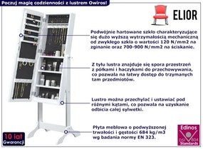 Białe prostokątne lustro na nóżkach E8-S69
