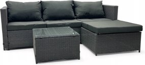 Dwustronny narożnik ogrodowy ze stolikiem Maroco 066 szary, poduszki szare