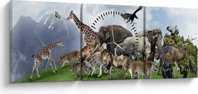 Obraz - Zwierzątka na wyspie (z zegarem) (90x30 cm)