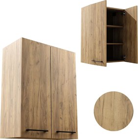 Szafka Łazienkowa Wisząca 60 cm Nad Umywalkę Pralkę Półki Dąb Craft Czarna