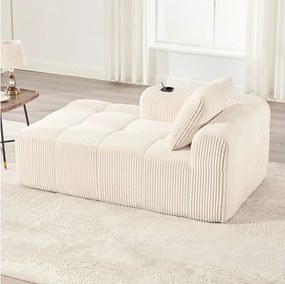 Wygodna sofa rozkładana - 158 x 93 x 61 cm - nie wymaga montażu - z poduszkami oparcia + kieszeń - aksamitna - beżowa