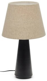 Czarno-beżowa lampa stołowa z tekstylnym kloszem (wys. 60 cm) Torrent – Kave Home