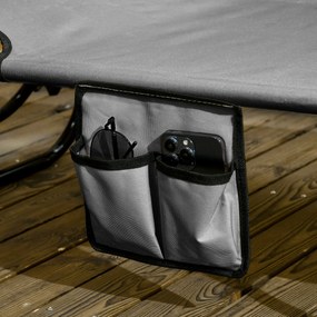 Outsunny Zestaw 2 składanych leżaków ogrodowych z 5-stopniową regulacją oparcia i daszkiem przeciwsłonecznym, w kolorze ciemnoszarym | Aosom PL