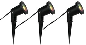 Zestaw 3 inteligentnych reflektorów ogrodowych czarnych z kablem i wtyczką 230 cm IP65 - Basic