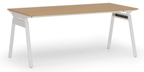 Biurko PRIMO SIGMA, 180x90 cm, biała podstawa, buk