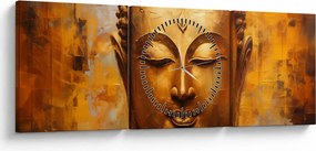 Obraz - Budda, obraz olejny (z zegarem) (90x30 cm)