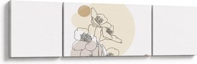 Obraz - Beżowe kwiaty z motylem N⁰4 (170x50 cm)