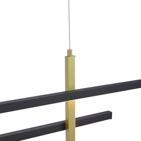 Designerska lampa wisząca H czarna ze złotem z LED z 3-stopniowym ściemnianiem - Joy Nowoczesny Oswietlenie wewnetrzne