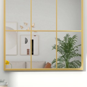 HOMCOM Lustro Ścienne, Projekt Okna, Lustro Korytarzowe, Metalowa Rama, 91 x 60 cm, Złote