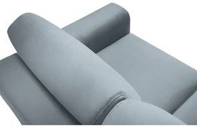 Jasnoniebieska aksamitna rozkładana sofa ze schowkiem 235 cm Kyoto – Cosmopolitan Design