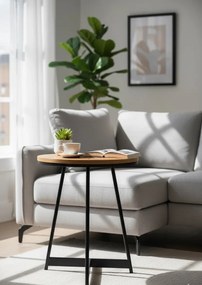 Okrągły loftowy stolik kawowy w kolorze dąb naturalny E1-S45