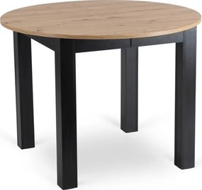 Zestaw Stół Okrągły Rozkładany HARRY 102-142 cm Dąb Artisan/Czarny i 4 Krzesła Tapicerowane CHRIS Szare