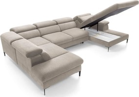 Beżowy nowoczesny narożnik U z funkcją spania Z6-C34