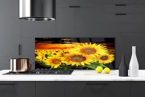 Szkło do Kuchni na Ścianę Radosny Słonecznik w Pełni