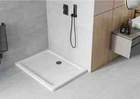 Mexen Flat brodzik prostokątny slim 90 x 70 cm, biały, syfon czarny - 40107090B