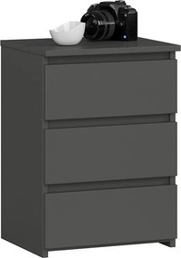 Szafka nocna AKORD CL3 Grafit Szary 40 cm 3 szuflady kolor Grafit Szary mat 40x35x57 cm
