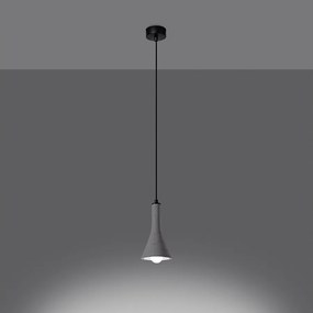 Lampy wiszące nowoczesny Lum, beton - 1 źródło światła 3000K - L.12 x H.125 cm - szary