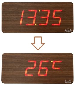 Duży zegar elektroniczny budzik led drewniany cyfrowy stojący termometr dat