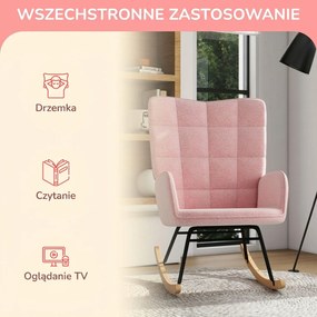 HOMCOM Fotel bujany do 120 kg Różowy Poliester Słodki i wygodny akcent w pokoju, 71 dł. x 92 szer. x 101 wys. cm | Aosom PL