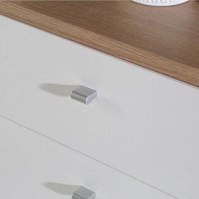 Wąska komoda z 2 szufladami i szafką Best Chest 211, biały/dąb artisan