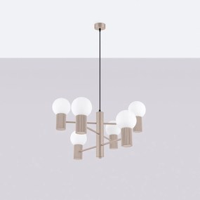 Żyrandol HALO 6 taupe ryflowany  SOLLUX  LIGHTING