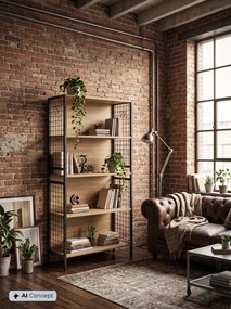 Regał Drewno Metal W Stylu Loft Dąb Sonoma Z8-H99