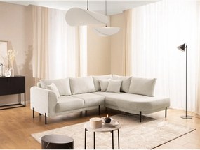 Beżowy narożnik z tkaniny szenilowej (prawostronny/w kształcie litery L) Mauris – Ropez