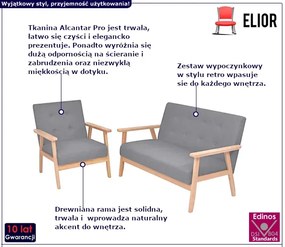 Jasnoszary zestaw wypoczynkowy do salonu - Arbre
