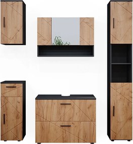 Zestaw mebli łazienkowych złoty dąb power/antracyt 80x41x58.6 irma