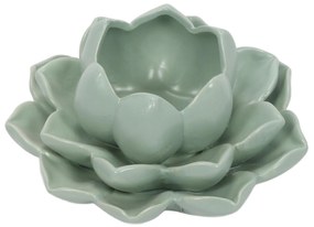 Świecznik na tealight kwiat lotosu z porcelany, 12,5 x 13 x 6,5 cm