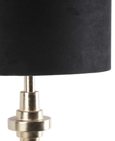 Lampa stołowa art deco złoty aksamitny klosz czarny 40 cm - Diverso ArtDeco Oswietlenie wewnetrzne