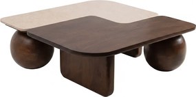 Zestaw 2 stolików do salonu Osaka 100, marmur/drewno mango