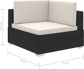 Komplet Mebli Ogrodowych 8-elementowy z Czarnym Rattanem i Wygodnymi Poduszkami