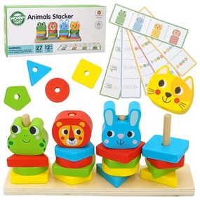 Woopie green układanka montessori piramidka zwierzątka 27 el. fsc