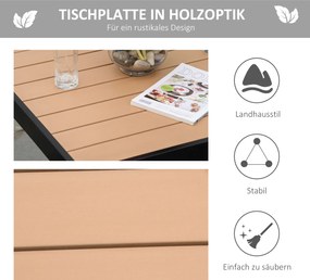 Stół ogrodowy Outsunny dla 4 osób, aluminium 80 cm x 80 cm x 74 cm