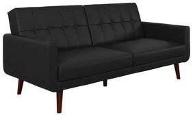 Czarna rozkładana sofa z imitacji skóry 200 cm Nola – Støraa