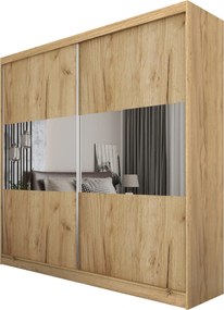 Szafa Przesuwna ROSALIA 200 cm z Lustrem Szafa Dwudrzwiowa Dąb artisan