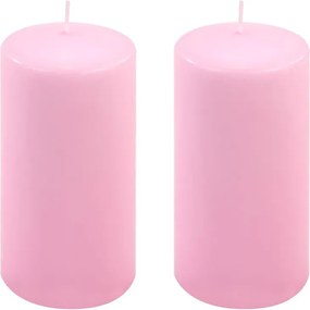 Zestaw świec słupkowych, 15 cm, Ø 7,5 cm, różowy, 2 sztuki.