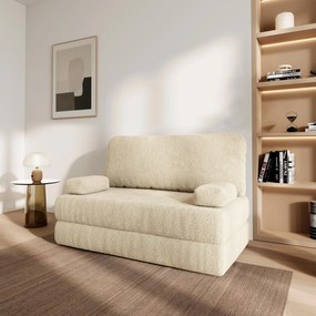 Masseno Sofa piankowa KESTE z funkcją spania, Kanapa z pianki do salonu, Bezmontażowa, Tkanina bucle – Kremowy QUELLE 02