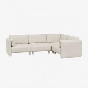 4-częściowa Sofa Modułowa Narożna Prawa, Wykonana Z Tkaniny Bouclé Artemisa Tkanina Bouclé W Kolorze Kremowo-beżowym - Sklum