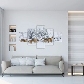 Obraz - Wilki w górach (125x70 cm)