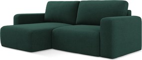 Narożnik lewostronny z funkcją spania - z tkaniny strukturalnej - butelkowa zieleń - KONA